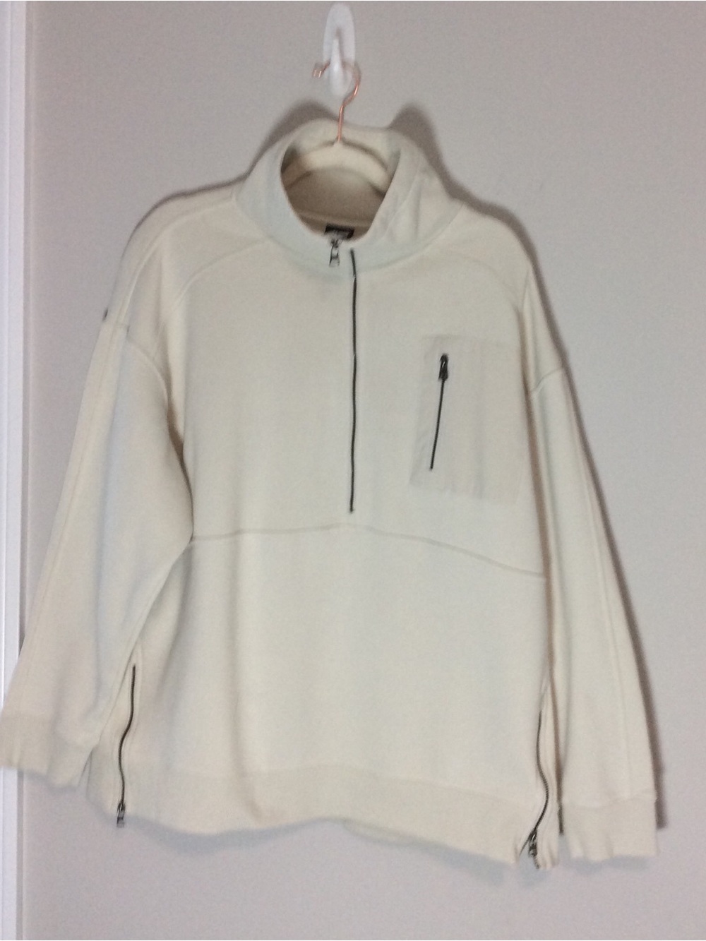 Avia Cream Half-Zip Fleece Pullover XL Pocket side zip vent Wm